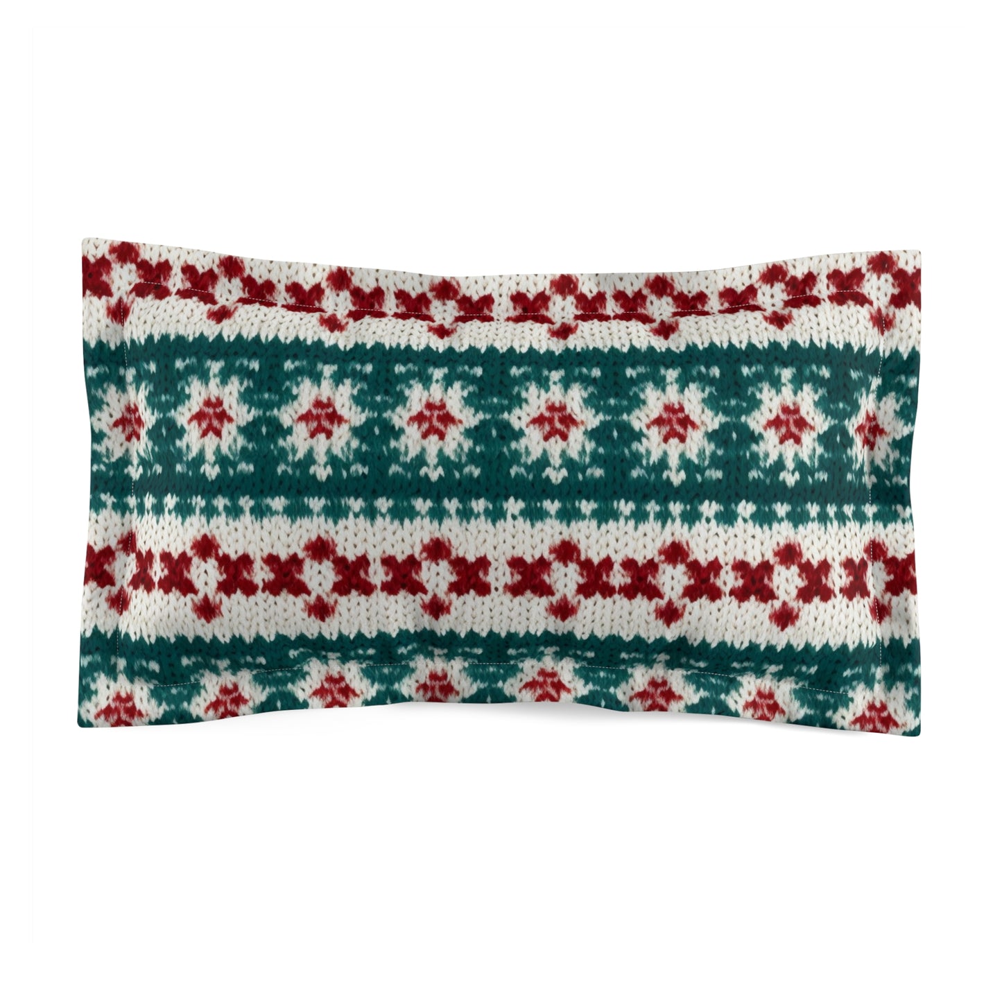 Christmas Knit Crochet Holiday, Festive Yuletide Pattern, Winter Season - Microfiber Pillow Sham