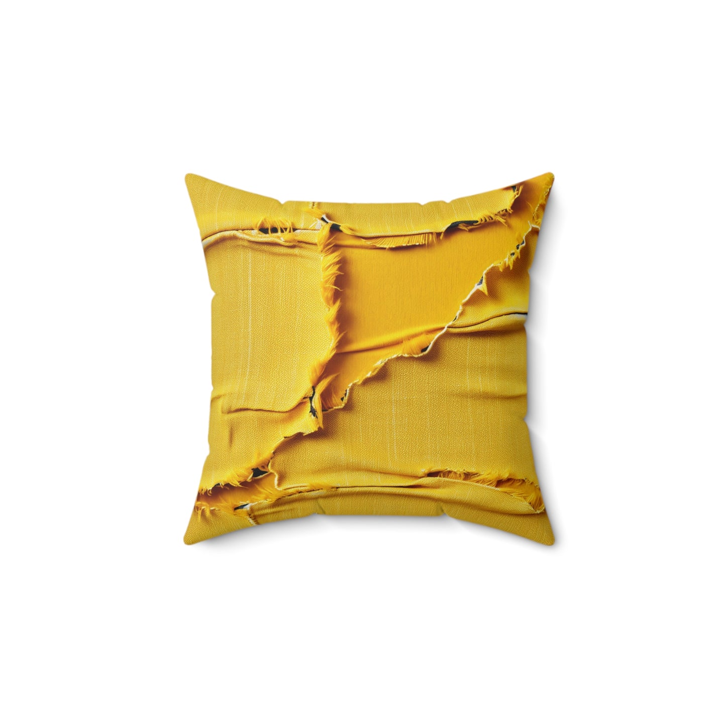 Banana Yellow Lemon: Bold Distressed, Denim-Inspired Fabric - Spun Polyester Square Pillow