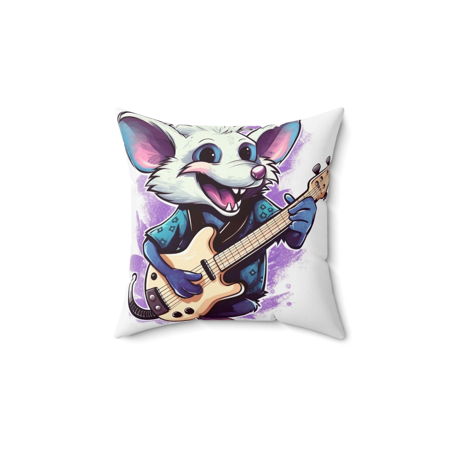 Musical Musician Opossum Anime Guitarist Spun Polyester Square Pillow