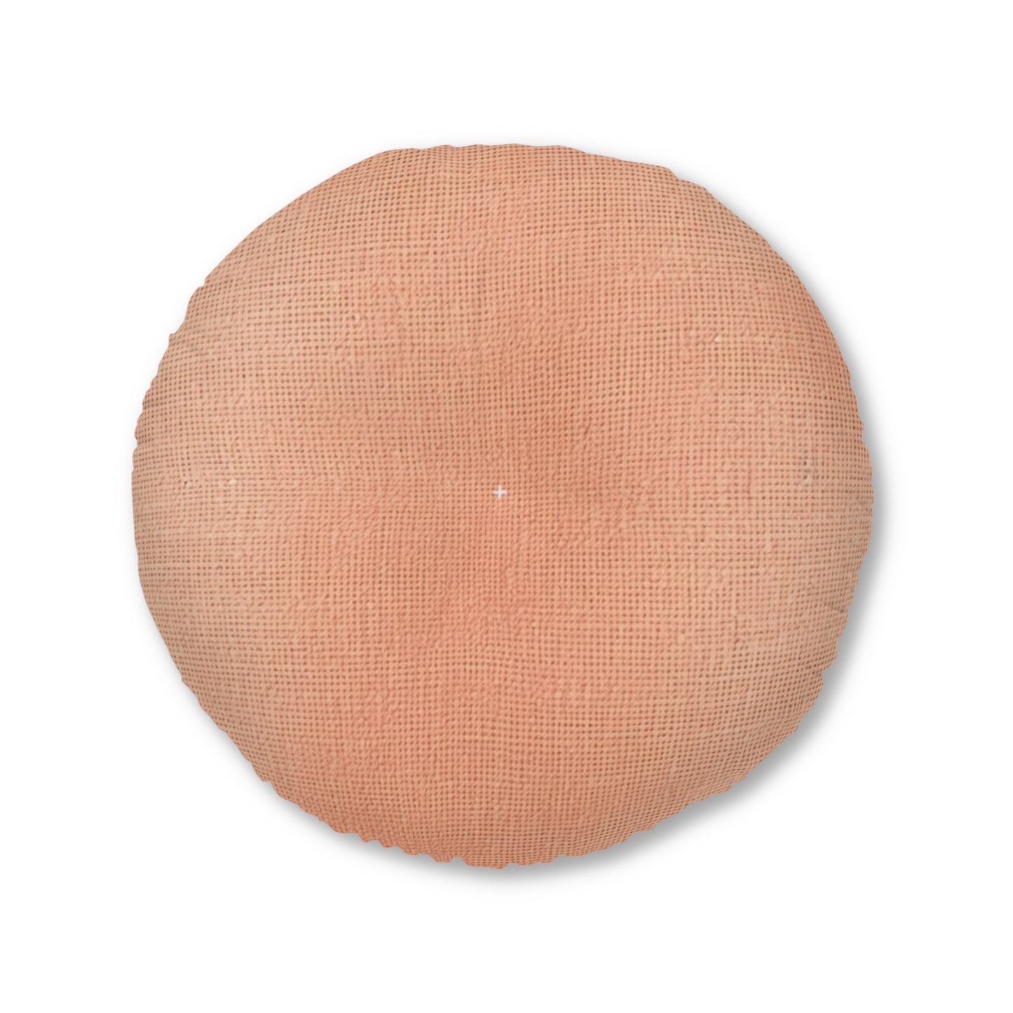 Soft Pink-Orange Peach: Denim-Inspired, Lush Fabric - Tufted Floor Pillow, Round