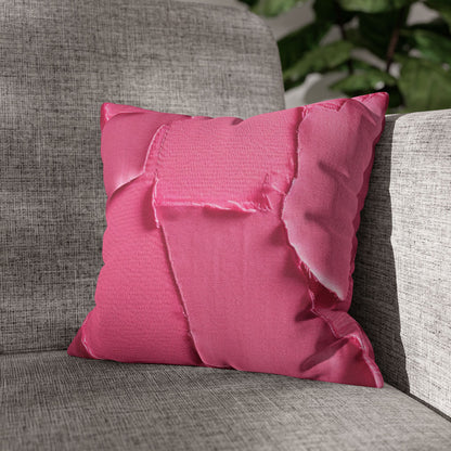 Distressed Neon Pink: Edgy, Ripped Denim-Inspired Doll Fabric - Spun Polyester Square Pillow Case