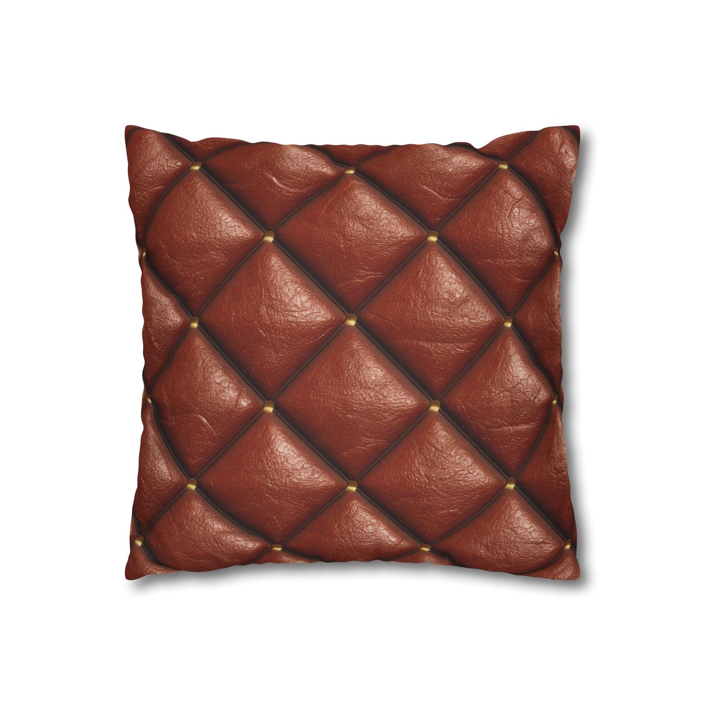 Brown Leather Cognac Pattern Rugged Durable Design Style - Spun Polyester Square Pillow Case