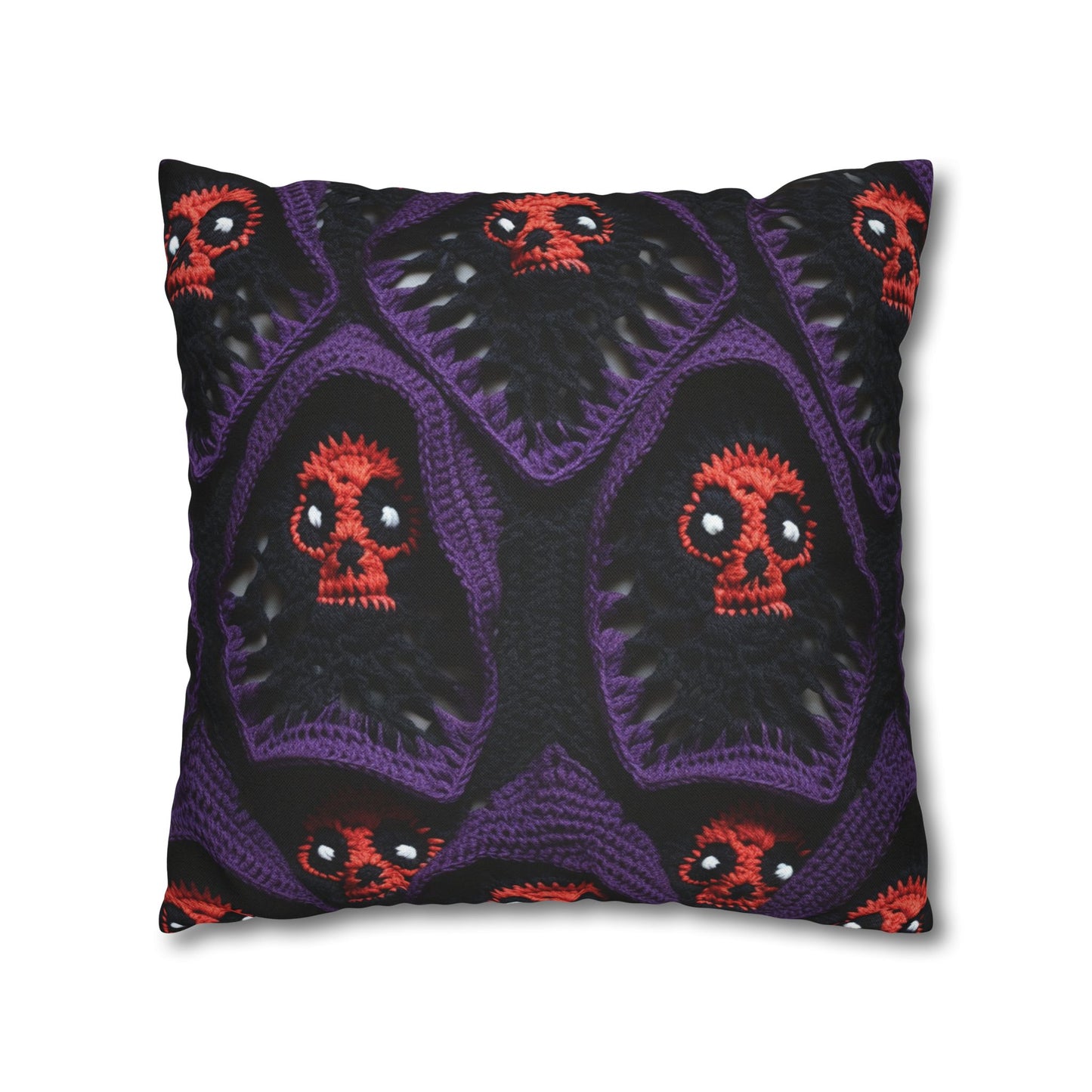 Grim Reaper Crochet Halloween Fright Scare Ghoul Fantasy Horror - Spun Polyester Square Pillow Case