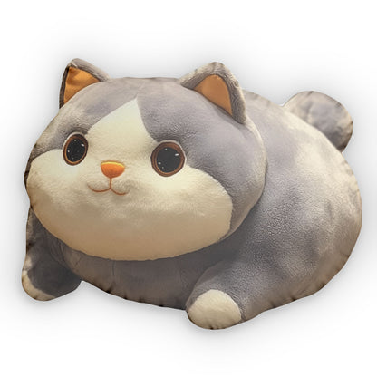 Chubby Cat Plush Shaped Pillow - Soft, Squishy, Beanbag-Style Feline Cushion