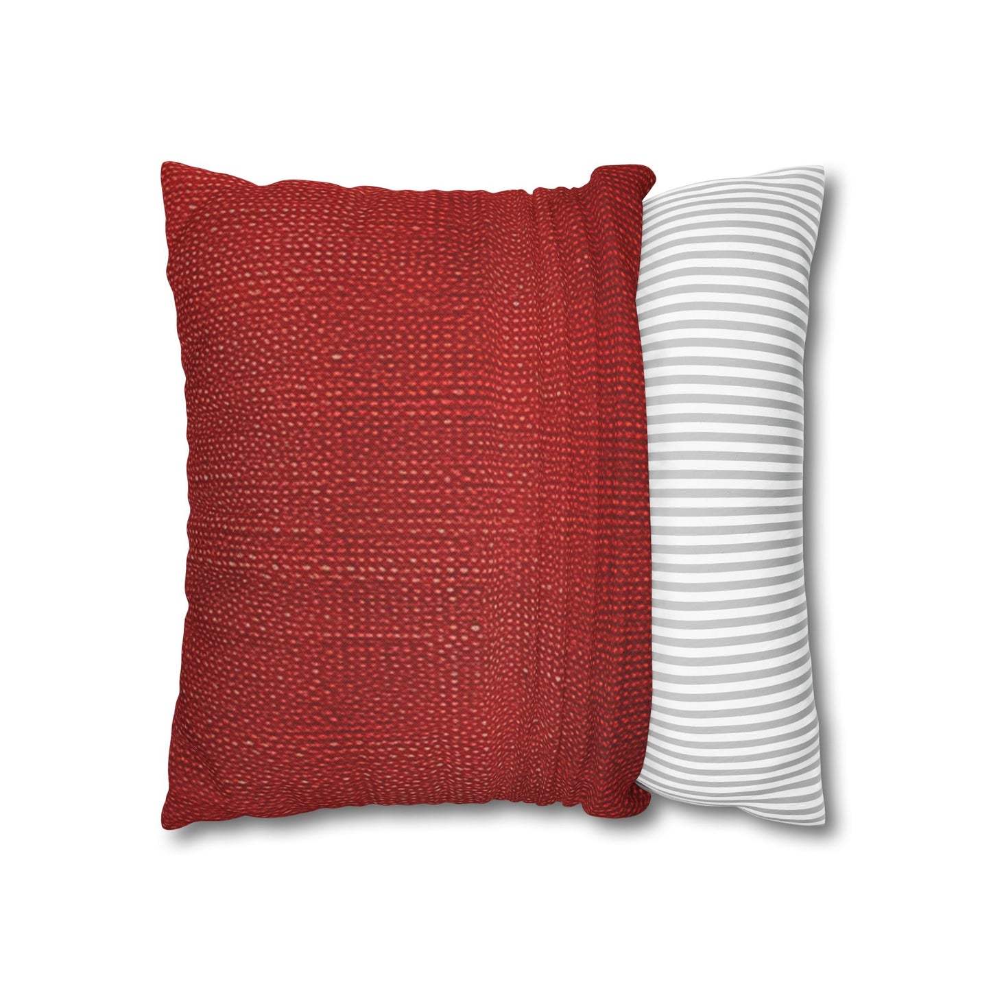 Juicy Red Berry Blast: Denim Fabric Inspired Design - Spun Polyester Square Pillow Case