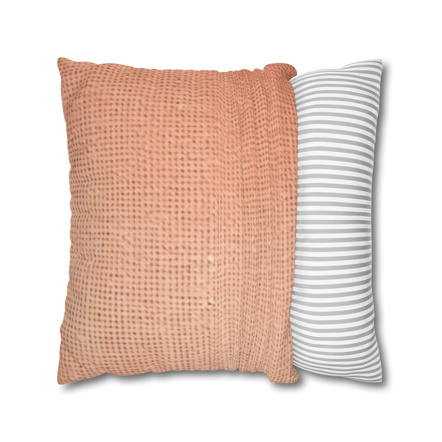 Soft Pink-Orange Peach: Denim-Inspired, Lush Fabric - Spun Polyester Square Pillow Case