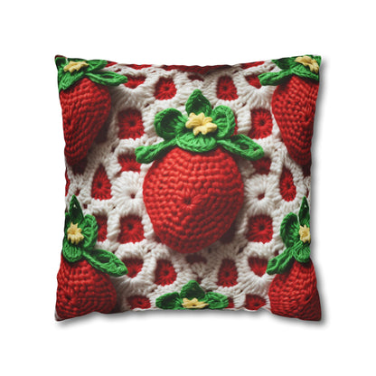 Strawberry Crochet Pattern - Amigurumi Strawberries - Fruit Design for Home and Gifts - Spun Polyester Square Pillow Case