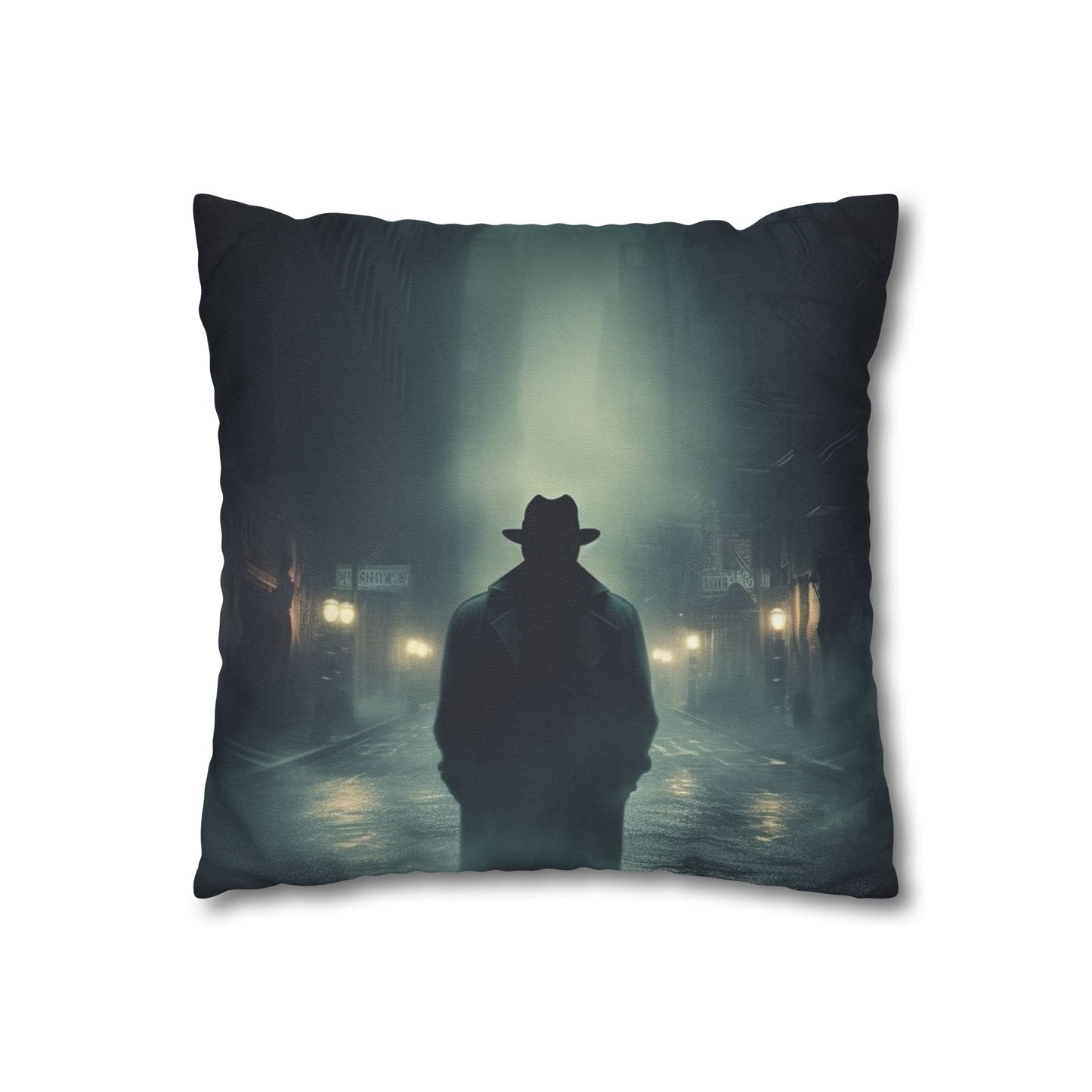 Mystery Detective Alley - Noir Book Cover Artwork Spun Polyester Square Pillow Case