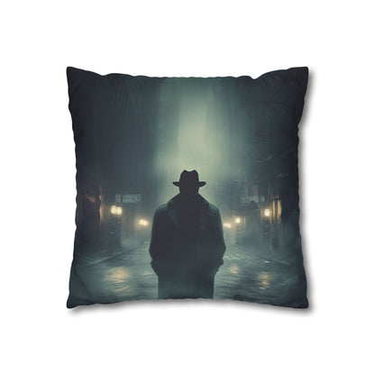 Mystery Detective Alley - Noir Book Cover Artwork Spun Polyester Square Pillow Case