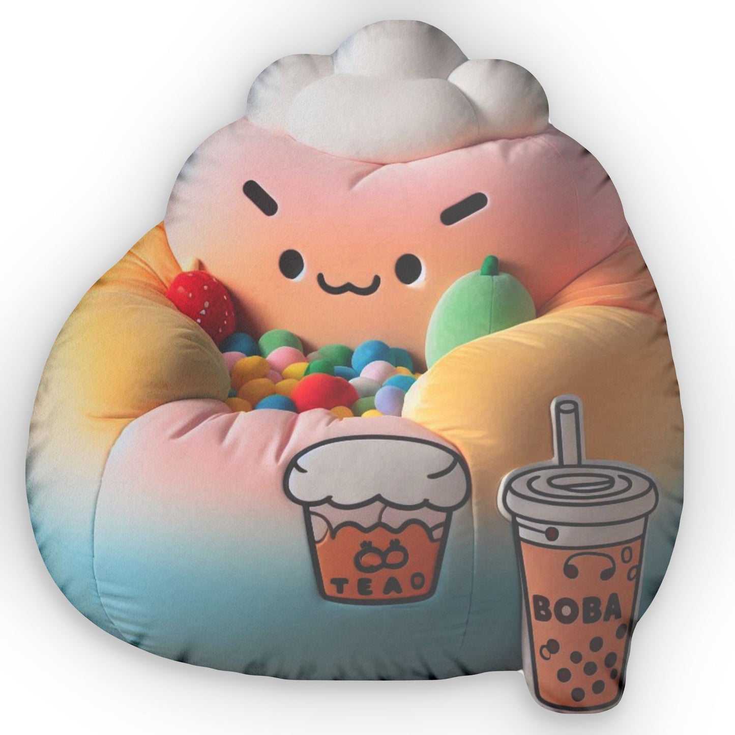 Boba Tea Beanbag Chair Cushion, Stuffed Plush Shaped Pillow