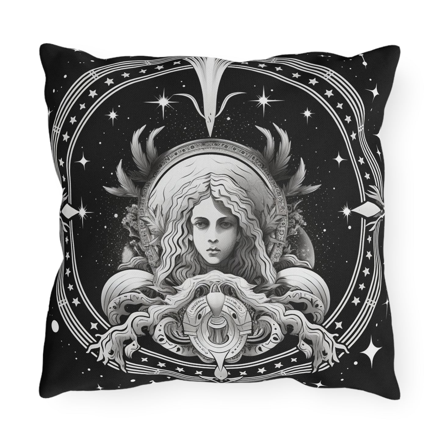 Virgo Zodiac UV-Resistant Outdoor Pillow, Water-Resistant, Spun Polyester