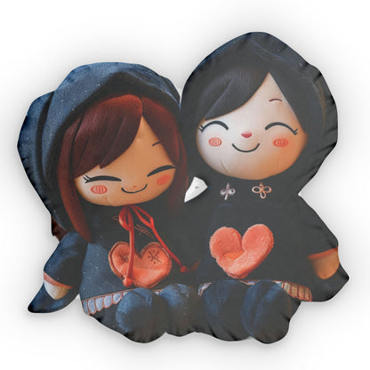 Cute Valentines Day Couple Plushie, Style Of Anime - Plush Shaped Pillow