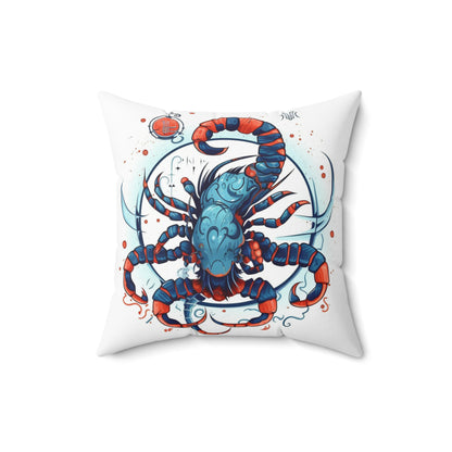 Cute Scorpio Zodiac Sign - Big Claws, Long Tail Cosmic Astrology Symbol - Spun Polyester Square Pillow