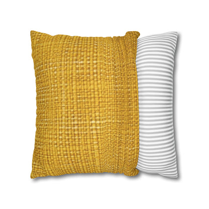 Radiant Sunny Yellow: Denim-Inspired Summer Fabric - Spun Polyester Square Pillow Case