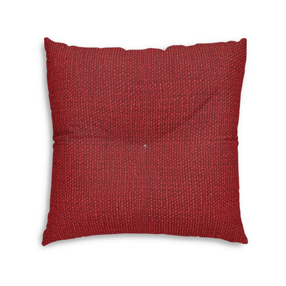 Bold Ruby Red: Denim-Inspired, Passionate Fabric Style - Tufted Floor Pillow, Square