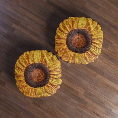 Sunflower Plush Gift, Flower Tufted Floor Pillow, Round