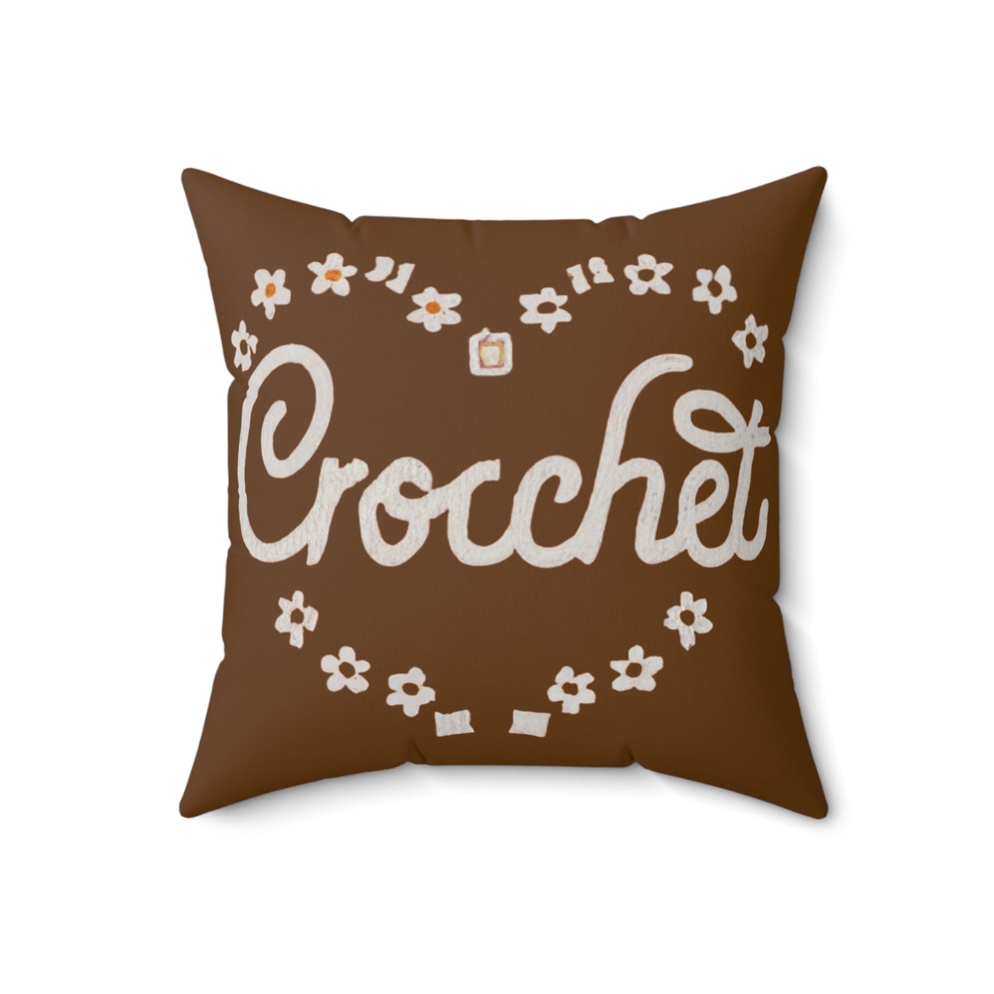 Crochet Heart Hobby Passion Gift Love Design - Spun Polyester Square Pillow