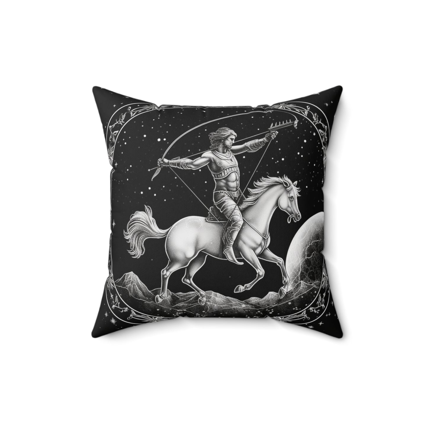 Sagittarius Zodiac, Archer Design, Fire Element, Spun Polyester Square Pillow