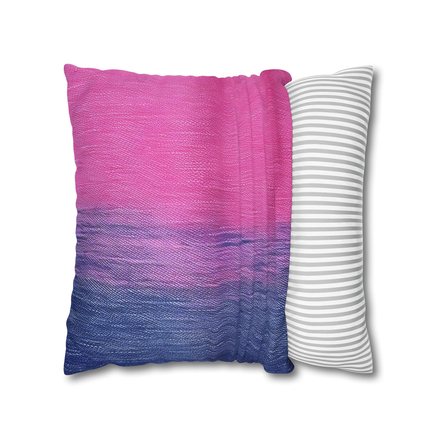 Dual Delight: Half-and-Half Pink & Blue Denim Daydream - Spun Polyester Square Pillow Case