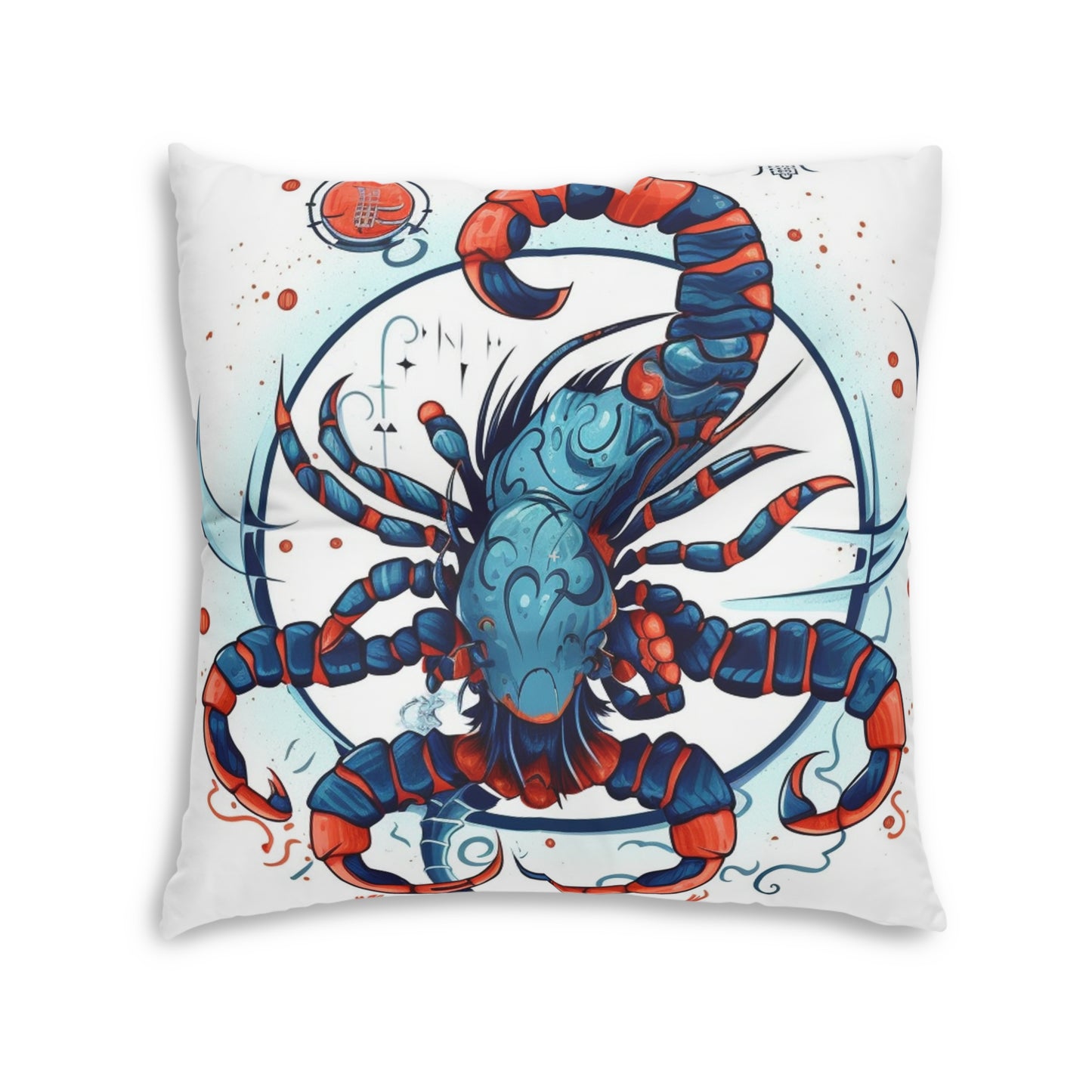 Cute Scorpio Zodiac Sign - Big Claws, Long Tail Cosmic Astrology Symbol - Tufted Floor Pillow, Square