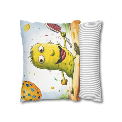 Pickleball Play: Pickle Sport Action Game, Fast Dink Ball - Spun Polyester Square Pillow Case