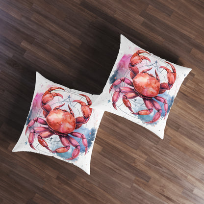 Cancer Star Sign - Elegant Zodiac Astrology - Tufted Floor Pillow, Square