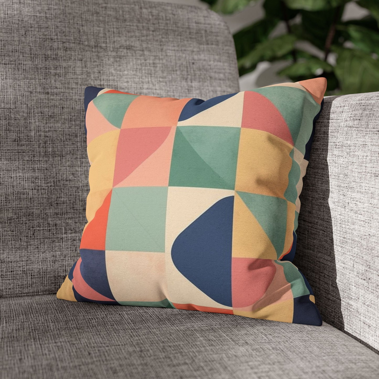 Minimalist Geometric Shapes - Pastel Decor Design Spun Polyester Square Pillow Case