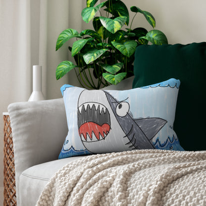 Shark Jaw Teeth Attack Ocean Sea Creature Spun Polyester Lumbar Pillow