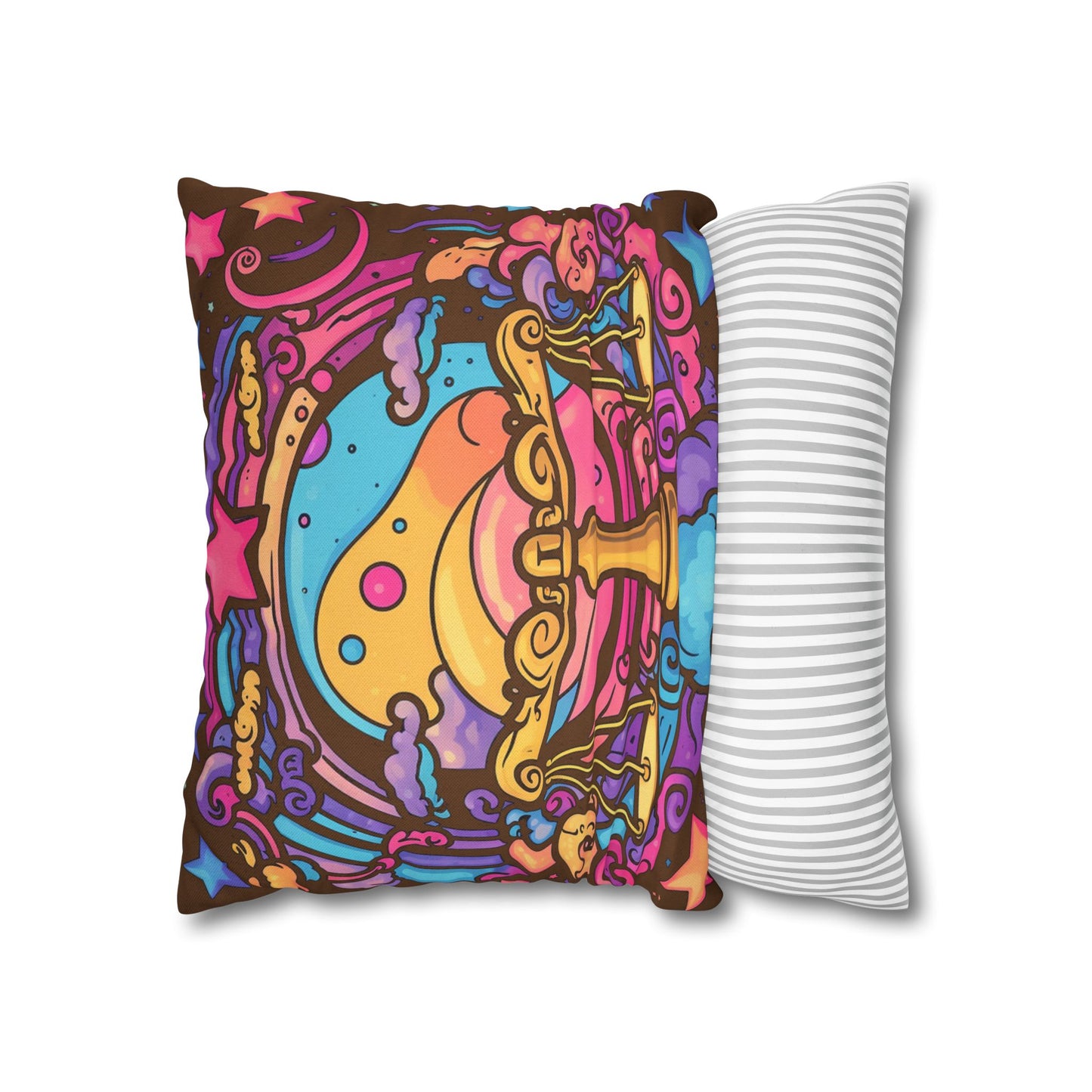 Cosmic Libra - Trippy Psychedelic Cartoon Art Zodiac Sign - Spun Polyester Square Pillow Case