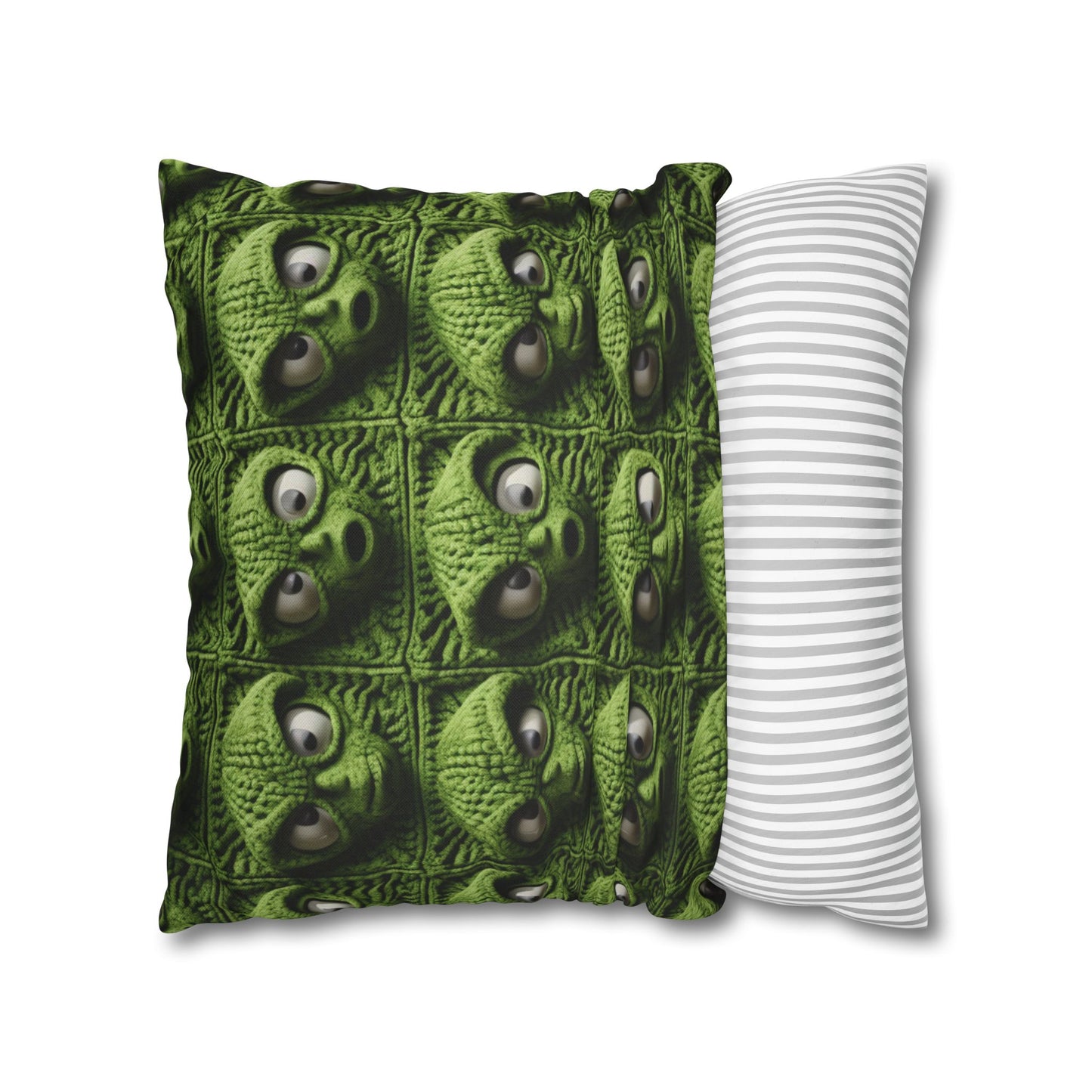 Alien Granny Square Crochet - Galacitc Space Sci fi Fantasy Theme - Spun Polyester Square Pillow Case