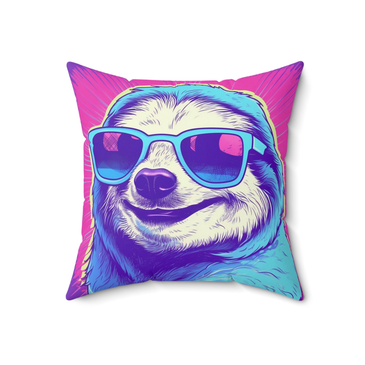 Space Sloth Retro Animal Style Spun Polyester Square Pillow