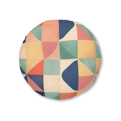 Minimalist Geometric Shapes - Pastel Decor Tufted Floor Pillow, Round