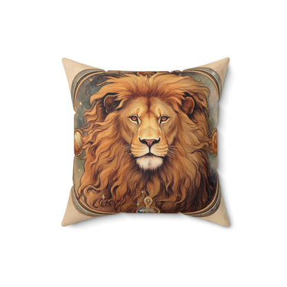 Astrological Leo Sign Vibrant Celestial Cosmic Zodiac -Spun Polyester Square Pillow