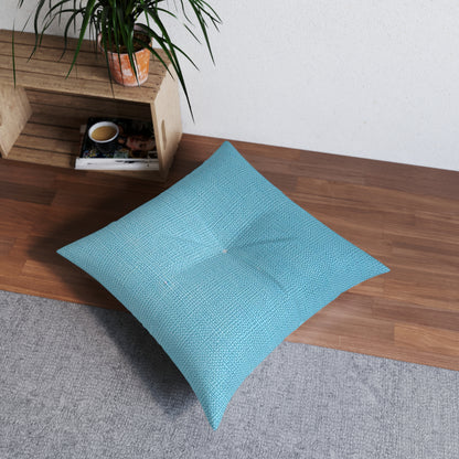 Bright Aqua Teal: Denim-Inspired Refreshing Blue Summer Fabric - Tufted Floor Pillow, Square