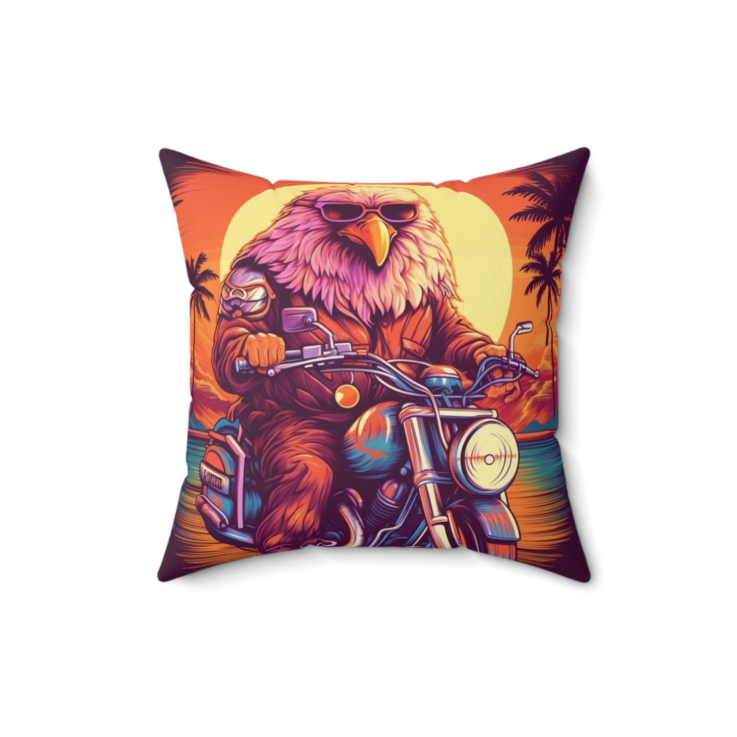 Classic American Motorcycle Ride Biker USA Style Spun Polyester Square Pillow