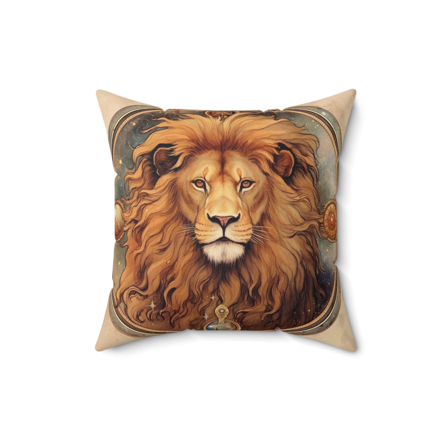 Astrological Leo Sign Vibrant Celestial Cosmic Zodiac -Spun Polyester Square Pillow