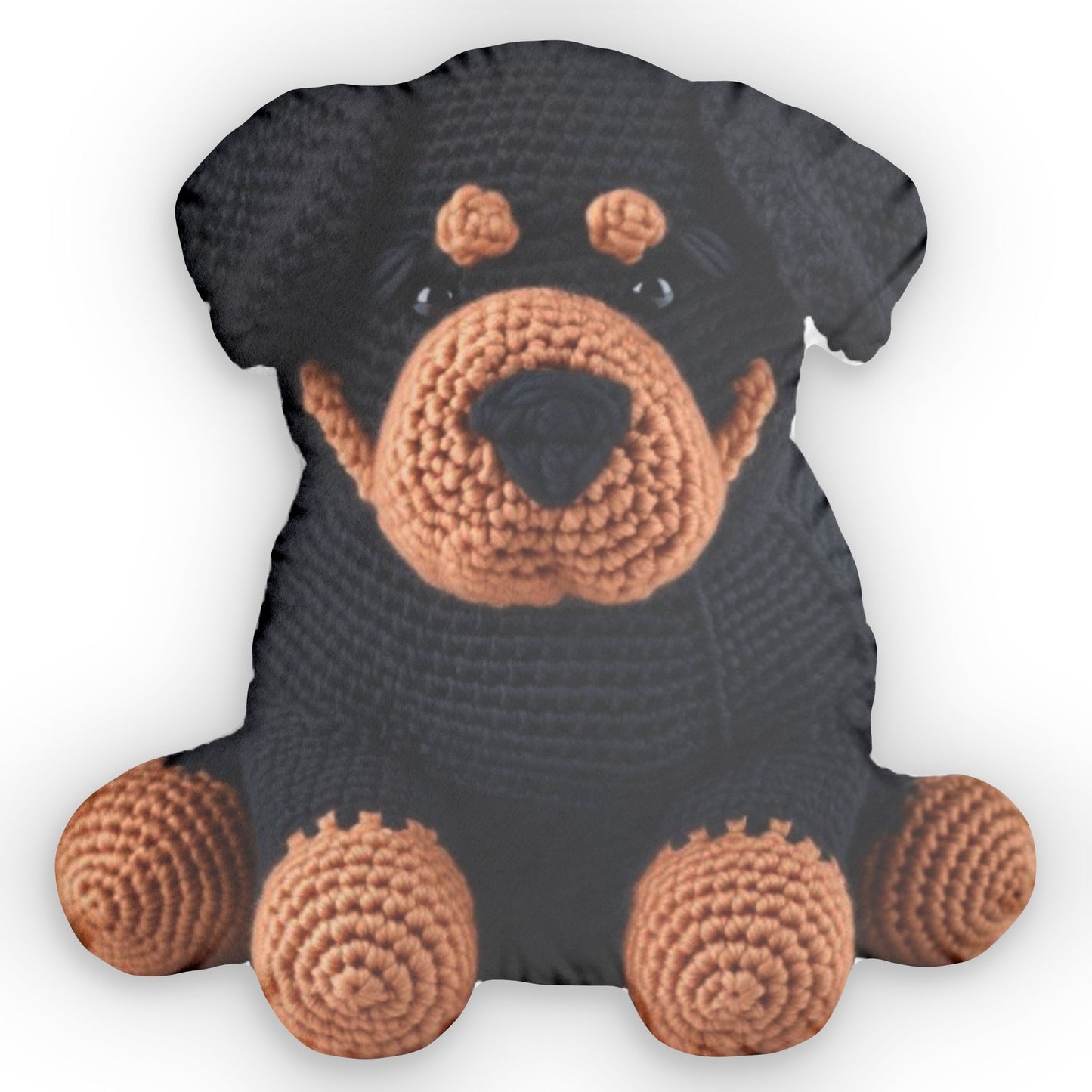 Amigurumi Cute Rottweiler Dog knitted Shaped Pillow, Crochet Plush Gift