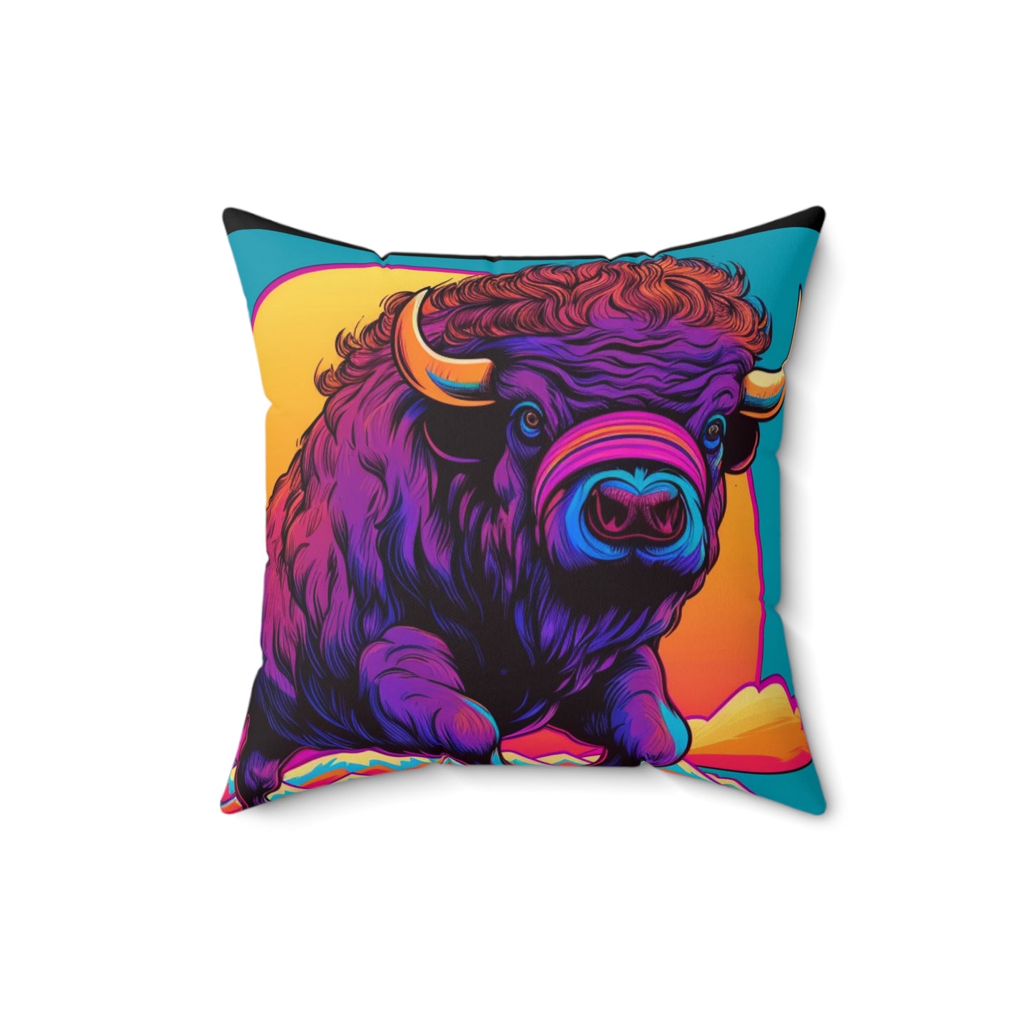 American Bison Graphic Spun Polyester Square Pillow