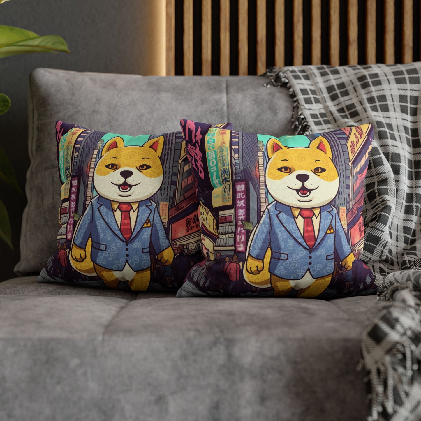 Shiba Inu Business Dog Pillow Case Crypto Fan Favorite, Polyester