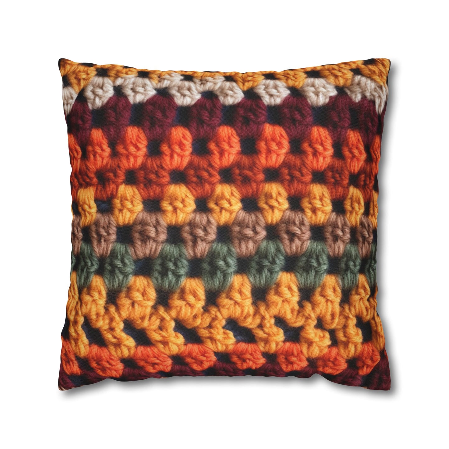 Crochet Thanksgiving Fall: Classic Fashion Colors for Seasonal Look - Spun Polyester Square Pillow Case