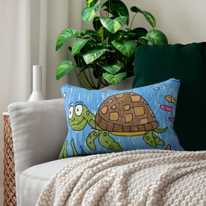 Sea Turtle Beach Sand Ocean Spun Polyester Lumbar Pillow