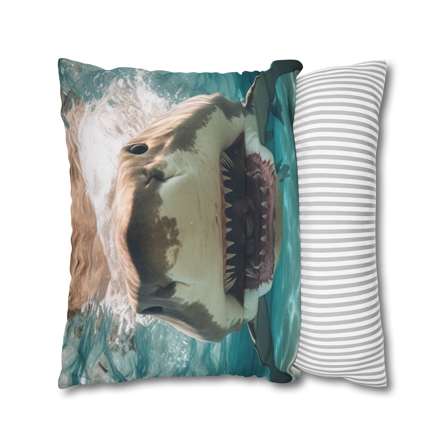 Bull Shark: River Monster Menace - Realistic Dark Water Predator - Spun Polyester Square Pillow Case