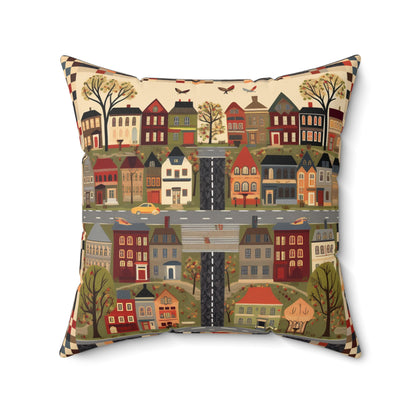 Home Town Quilt Design - Spun Polyester Square Pillow