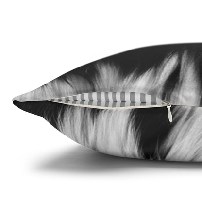 Cowhide on Hair Leather - Black and White - Designer Style - Spun Polyester Square Pillow Case