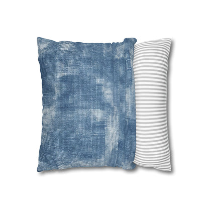 Faded Blue Washed-Out: Denim-Inspired, Style Fabric - Spun Polyester Square Pillow Case