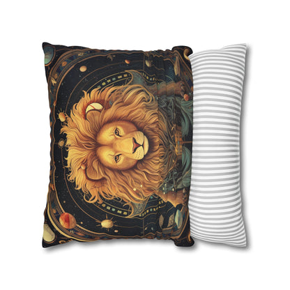 Astrological Leo Sign - Vibrant Cosmic Zodiac Astrology - Spun Polyester Square Pillow Case