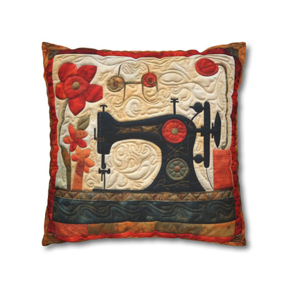 Sewing Machine Quilt: A Crafted Design Homage to Stitching - Spun Polyester Square Pillow Case