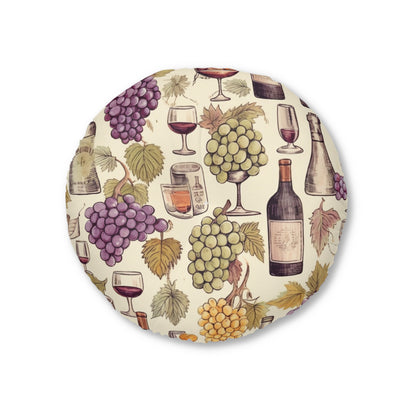 Wine Lovers Theme: Varieties of Wine, Grapes & Vineyards Design Tufted Floor Pillow, Round