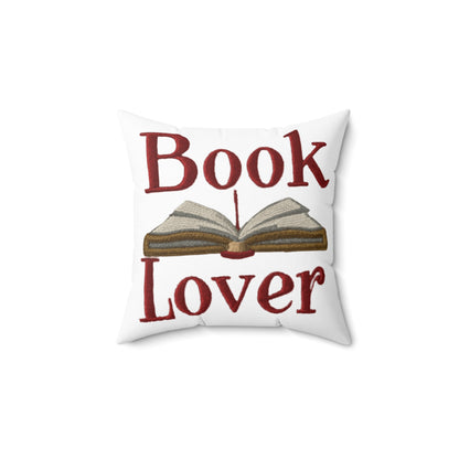 Open Book Embroidery Art: Book Lover Text for Avid Readers - Spun Polyester Square Pillow