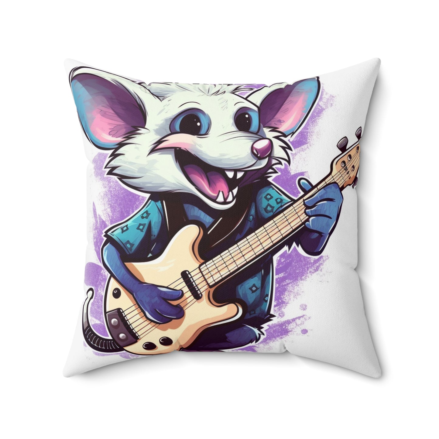 Musical Musician Opossum Anime Guitarist Spun Polyester Square Pillow